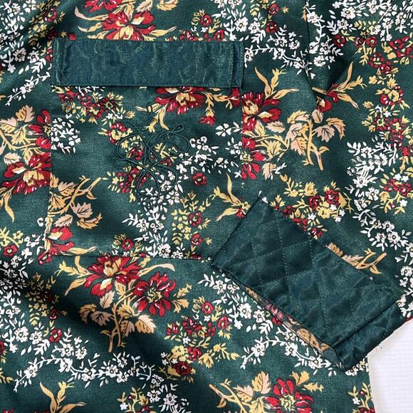 Vintage Victoria's Secret Pajama Set Womens Small Green Floral Quilted Satin 90s - Picture 7 of 13